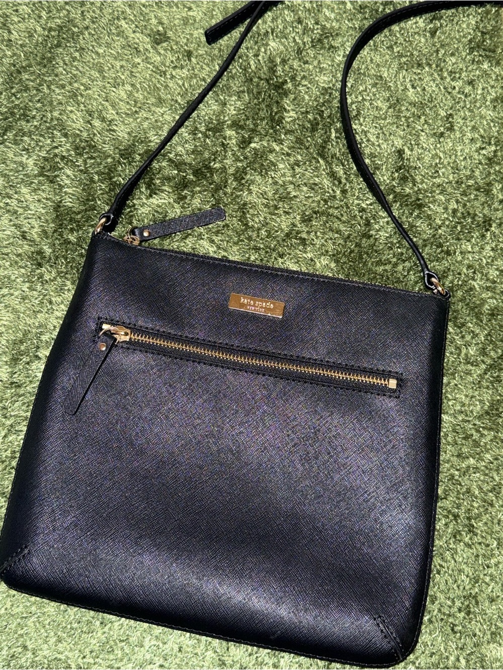 Kate Spade Black Saffiano Leather Crossbody with Gold Hardware
